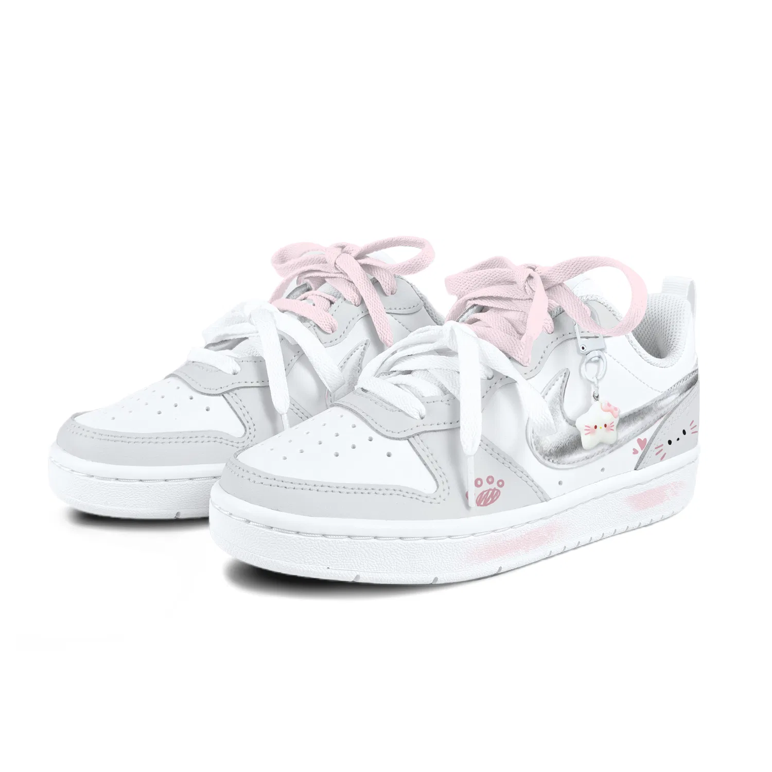 Детские кроссовки для скейтбординга с принтом Silver Pink Nike — фото 4