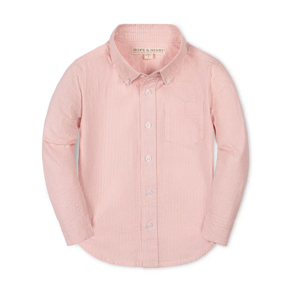 Детская рубашка с длинным рукавом из органического хлопка Hope & Henry, Tonal Rose Seersucker