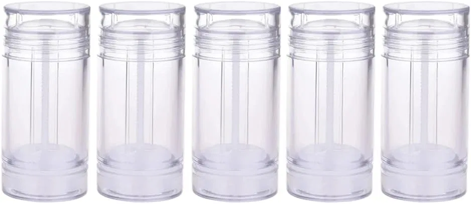 5 Packs Plastic Deodorant Containers 30ml Empty Clear Cylinder Refillable Deodorant Tube Bottles for Lip Balm Lipstick, USRommaner, Transparent