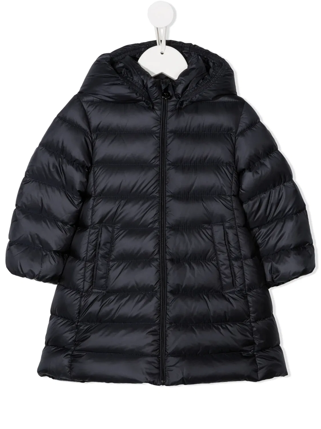 Moncler Куртка с капюшоном из пера и пухом темно-синего цвета