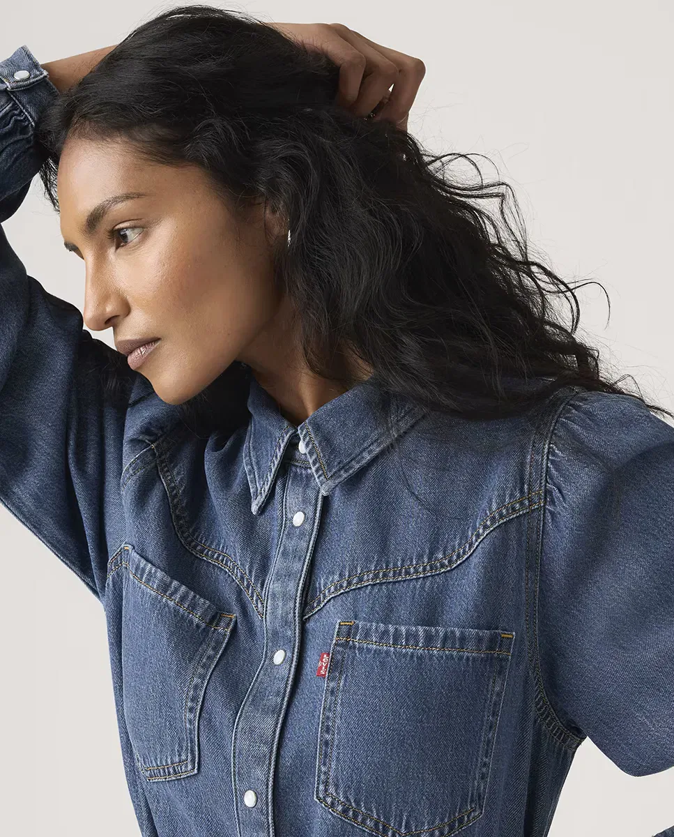Женское платье из тенселя с длинным рукавом Levi's, Azul — фото 3