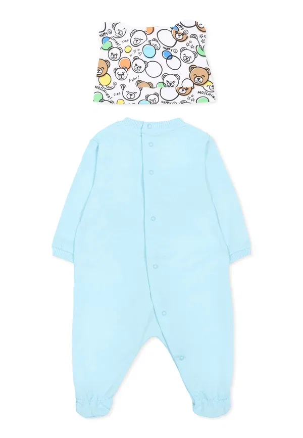 Комплект боди и шапка с животными Babygrow+Hat set unisex Moschino, baby sky blue, голубой — фото 2