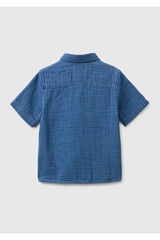 Детская рубашка для мальчиков с коротким рукавом United Colors Of Benetton, Navy Blue — фото 2