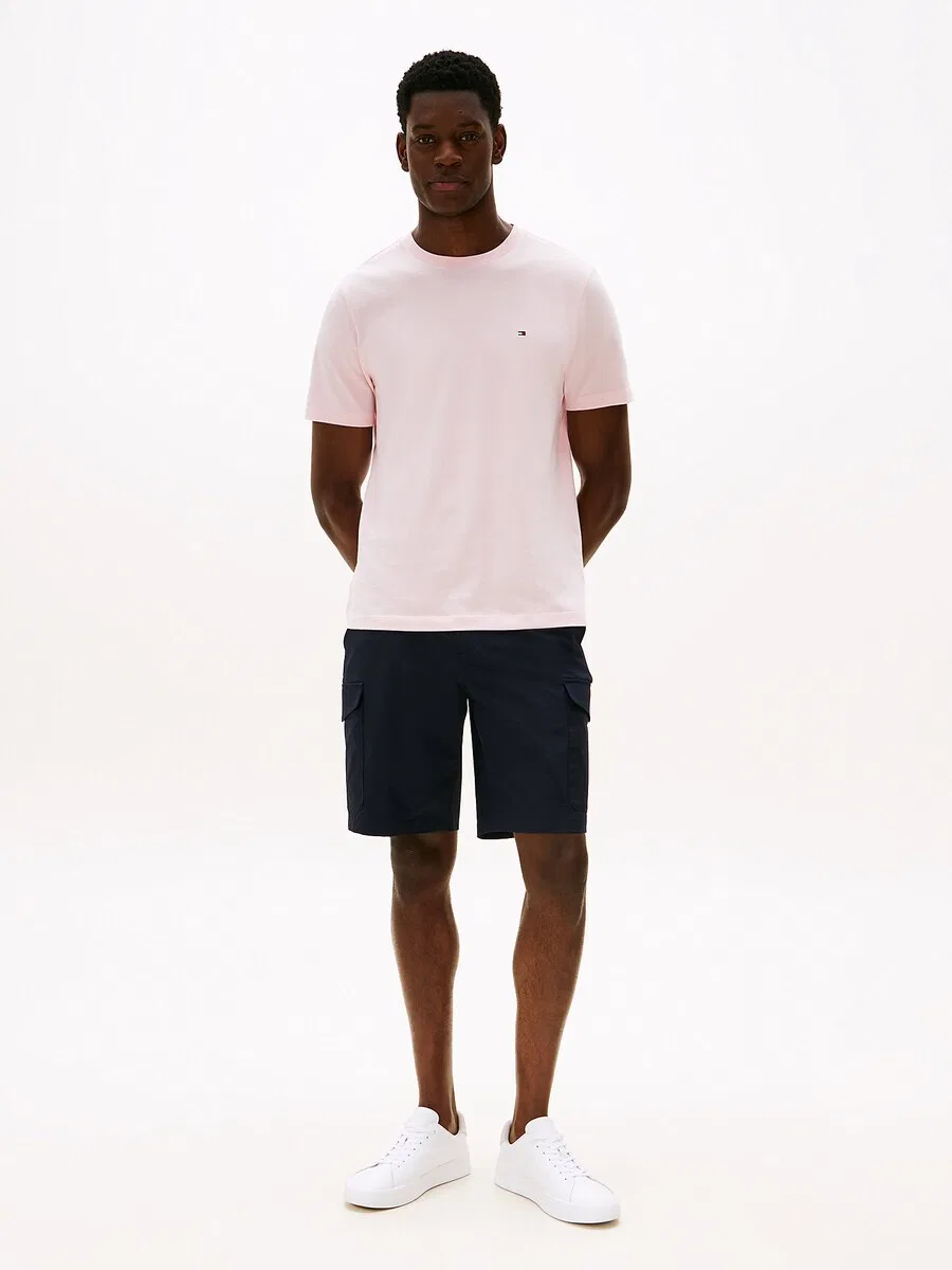 Футболка TOMMY HILFIGER с вышивкой в виде флага, светло-розового цвета — фото 3
