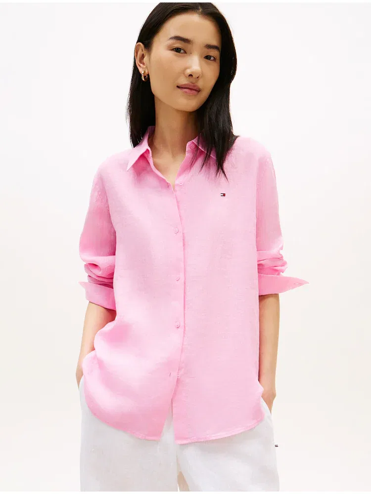 Рубашка льняная с длинным рукавом TOMMY HILFIGER, Pink