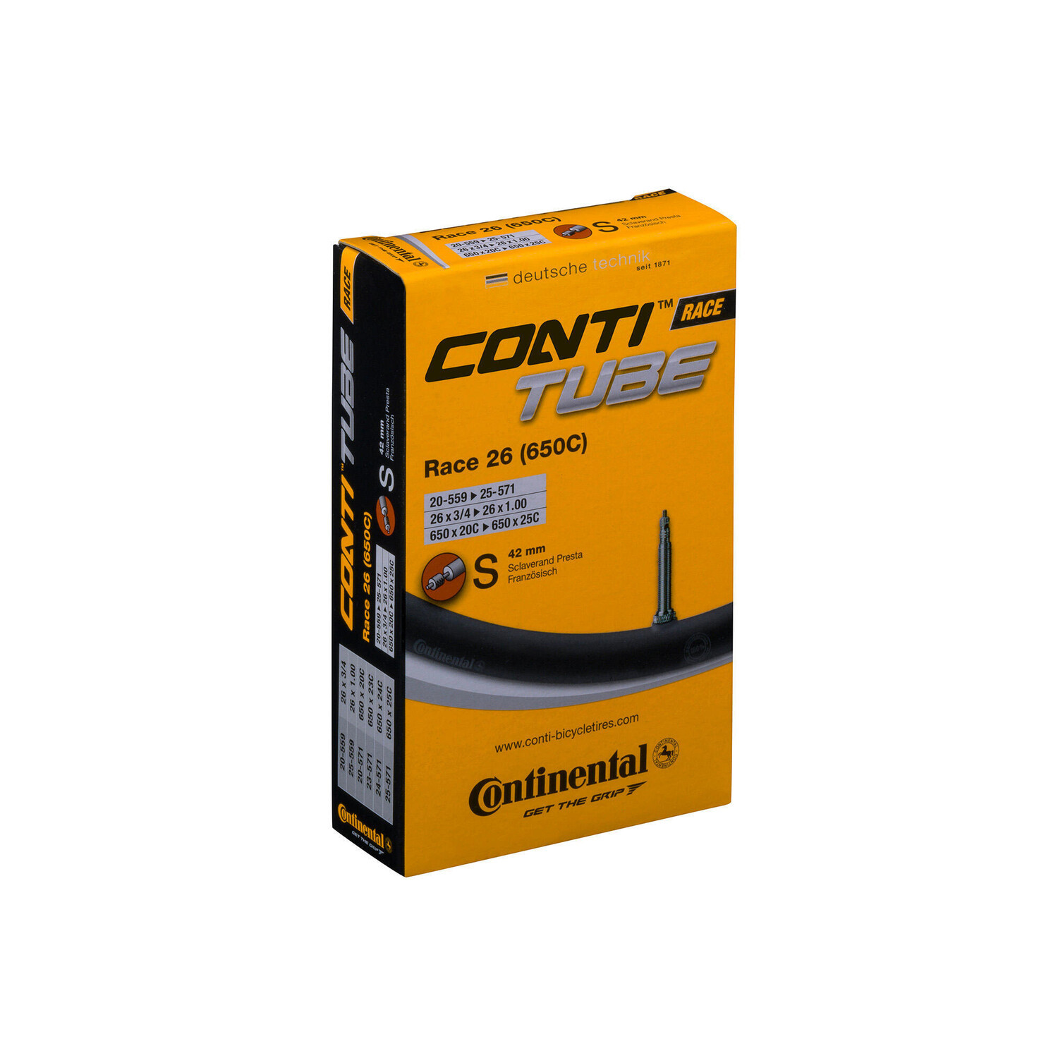 

Трубка Race 26 26 дюймов (обычная) CONTINENTAL, черный / черный / серебристый