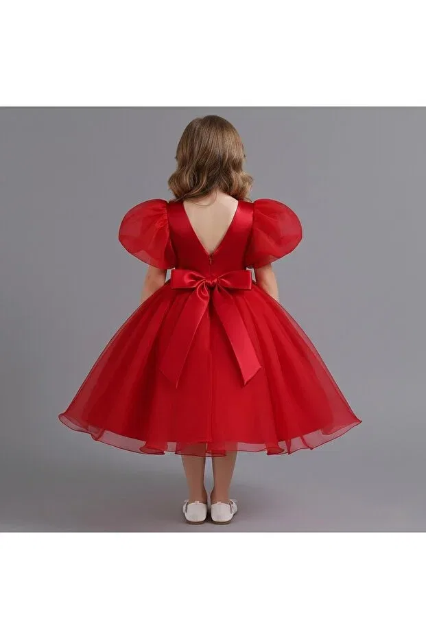 Детское платье для девочек с коротким рукавом Asel Kids, Red — фото 2