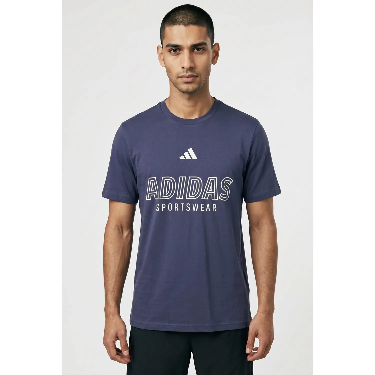 Детская футболка с линейным графическим принтом Adidas, Shadow Navy