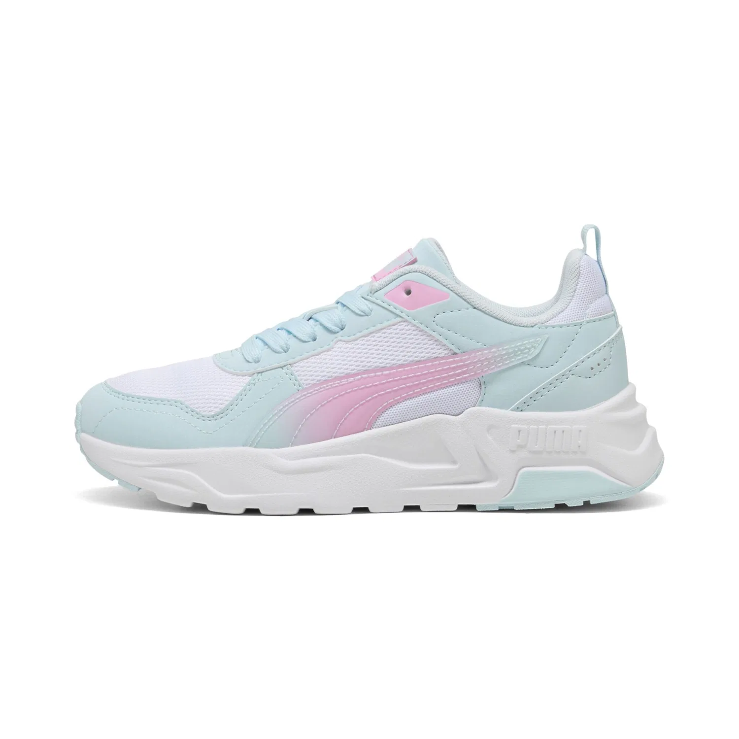 Детские кроссовки на шнуровке Trinity 2 LT Faded Glow PUMA, White/Aqua Glow/Mauve Glow — фото 2