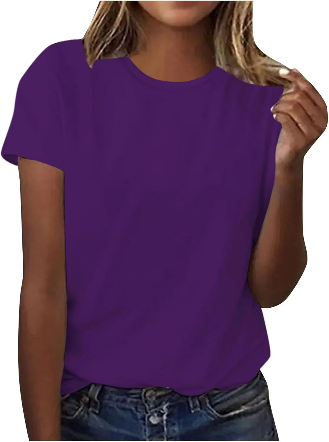 Женская футболка свободного кроя с круглым вырезом, Purple