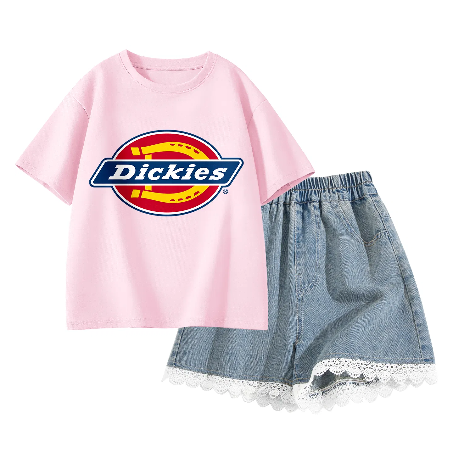 Детский спортивный костюм с круглым вырезом Dickies, Standard Pearl Powder+Solid Color Lake Blue