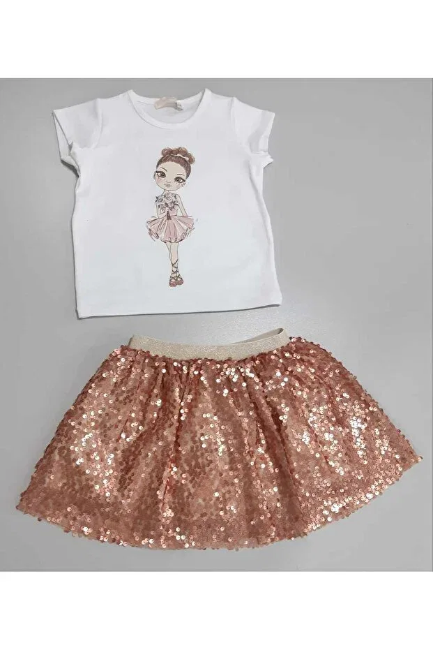 Детский комплект для девочек с принтом Sönmez Baby, Orange Skirt