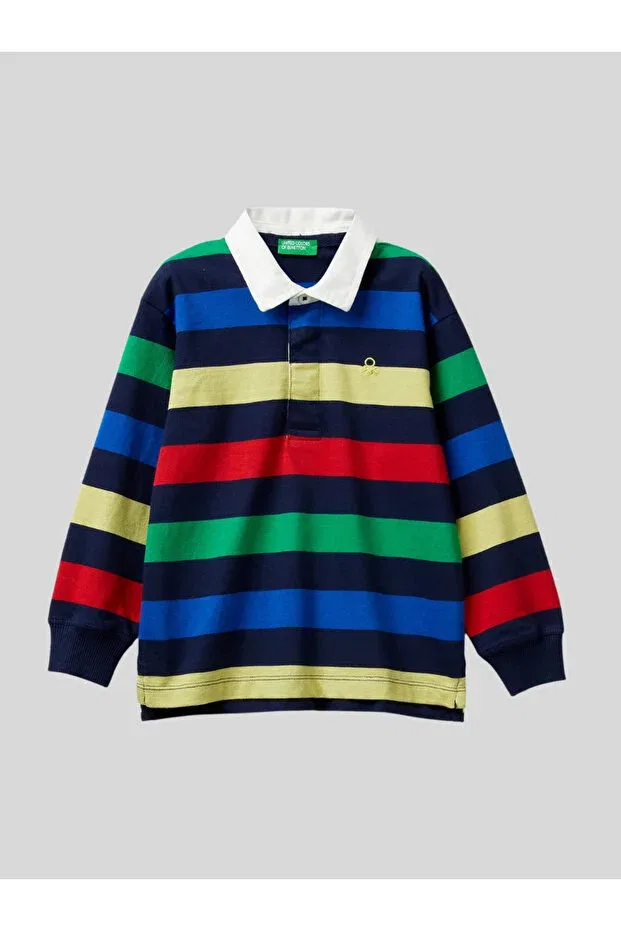 Детские свитшот для мальчиков поло с принтом Benetton, Navy Blue