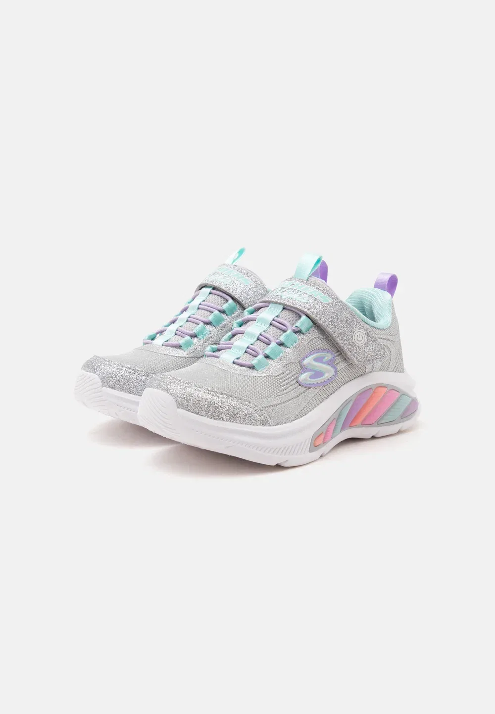 Радужные крейсеры - тренировочные Skechers, Silver-Coloured Sparkle/Blue — фото 2