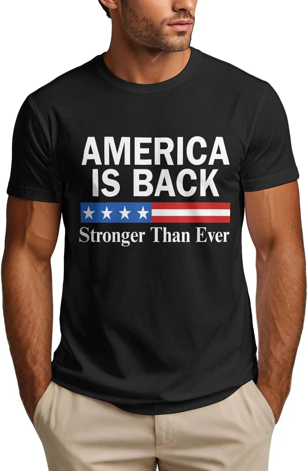 Мужская футболка классическая America is Back Stronger Than Ever, Black