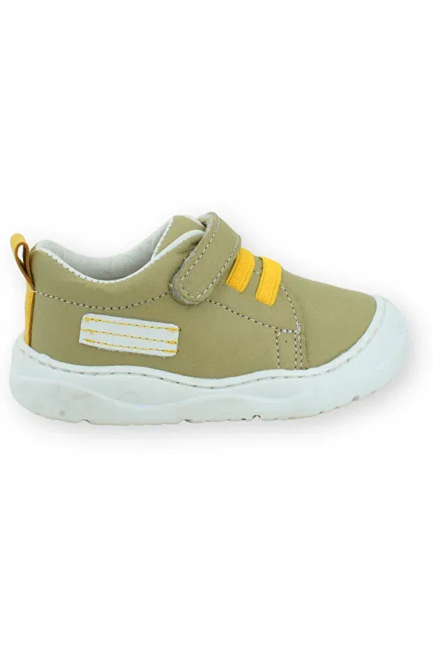 Детские туфли для девочек кожаные с липучкой Celtic leather orthopedic first step shoes Nubebe, Olive