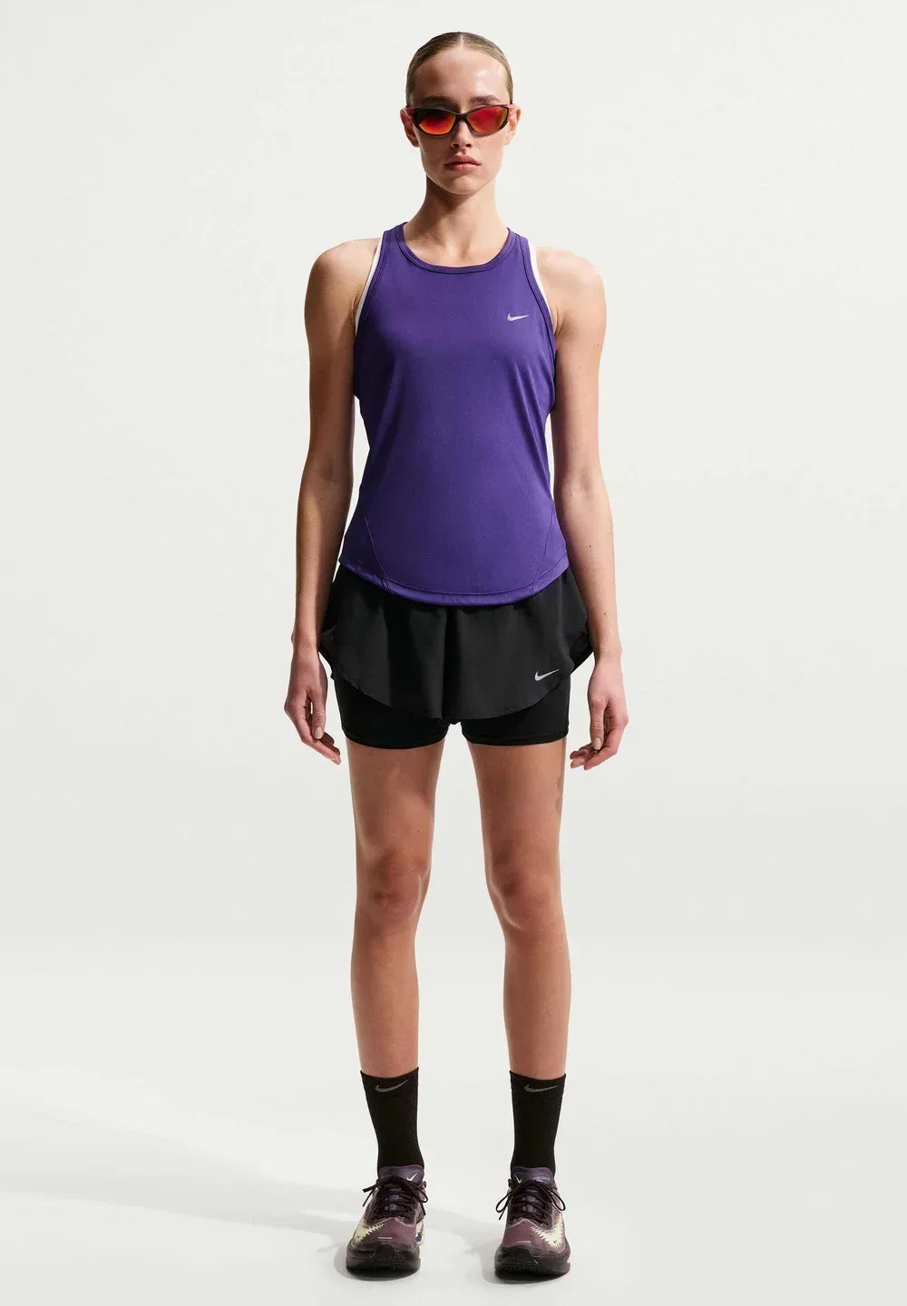 W nk flow df hr 2n1 shrt - шорты 2-в-1 Nike Performance, Black/Black/Reflective Silv