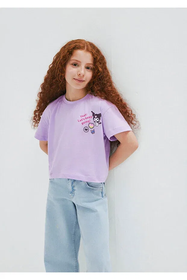 Детская футболка для девочек с принтом Kuromi printed purple t-shirt loose fit / comfortable loose cut 7610414-70519 Mavi, Purple