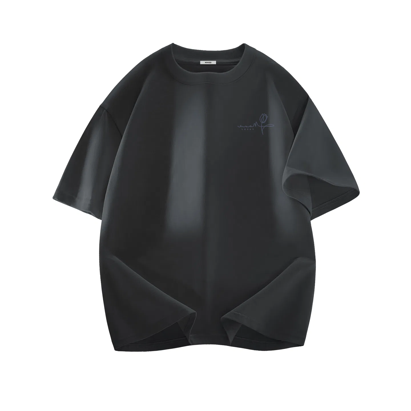 Детская футболка с принтом MINISO, Dark Gray (Flower Language Line Chest Logo)