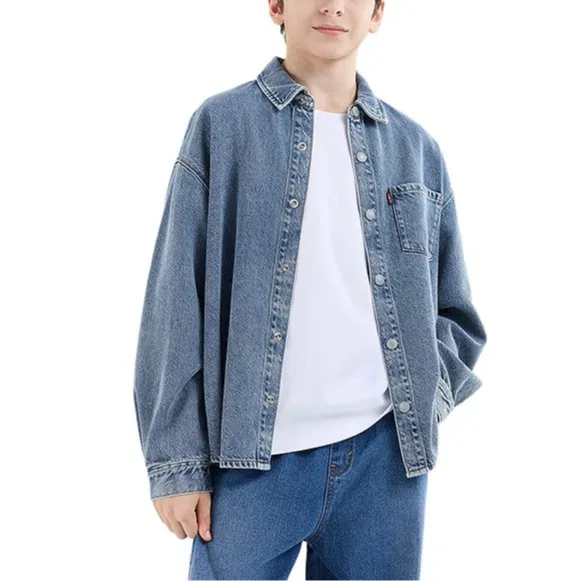 Детская джинсовая рубашка с отложным воротником Saint-Denis Blue Levis