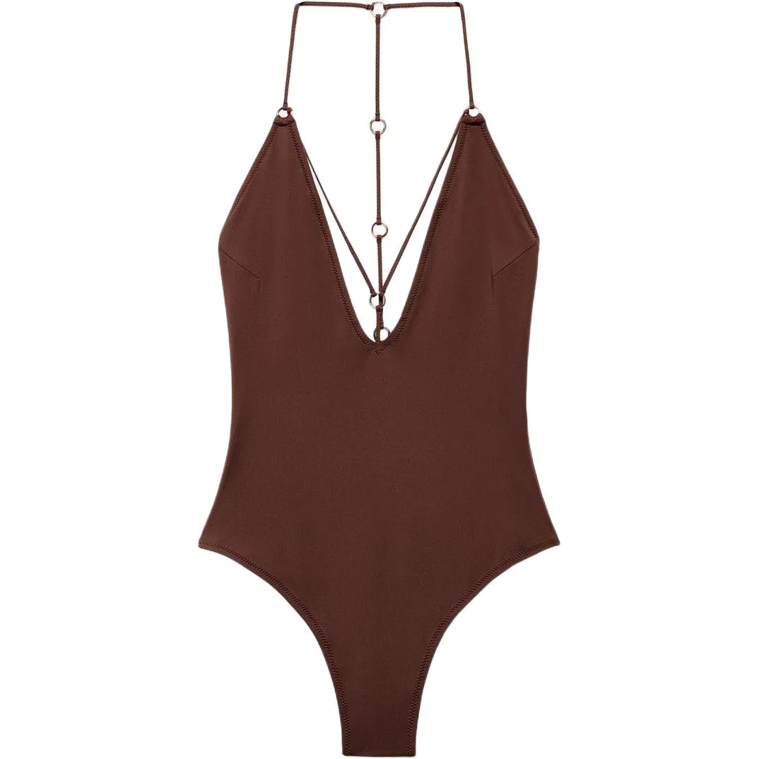 Женский слитный купальник коричневый ZARA