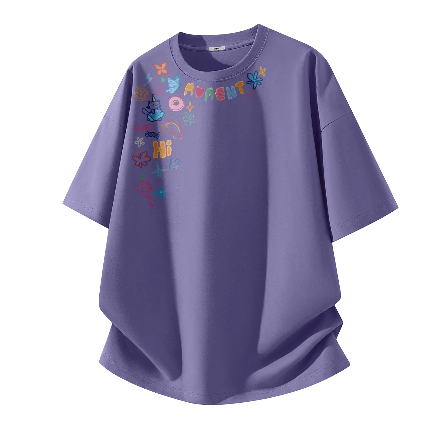 Футболка детская с принтом Big Smile Script MINISO, Purple