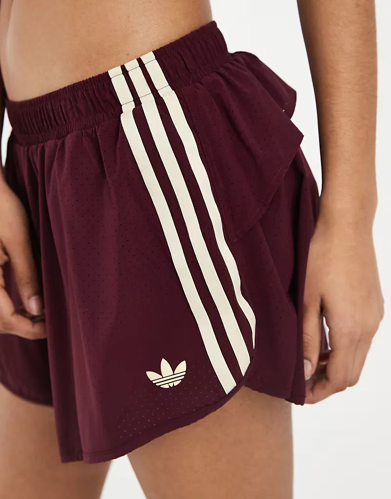 Спортивная юбка-шорты Adidas Originals в бордовом и кремовом цвете — фото 3