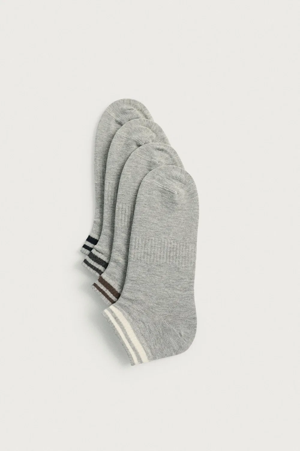 Набор из 4 полосатых носков до щиколотки ZARA, Grey