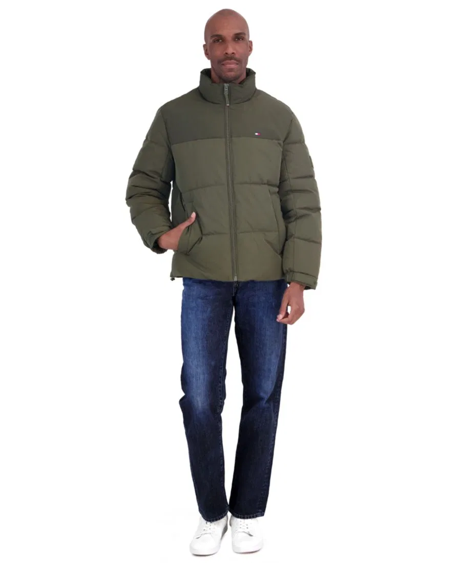 Пуховик утепленный без капюшона Mix Media Tommy Hilfiger, Olive — фото 2