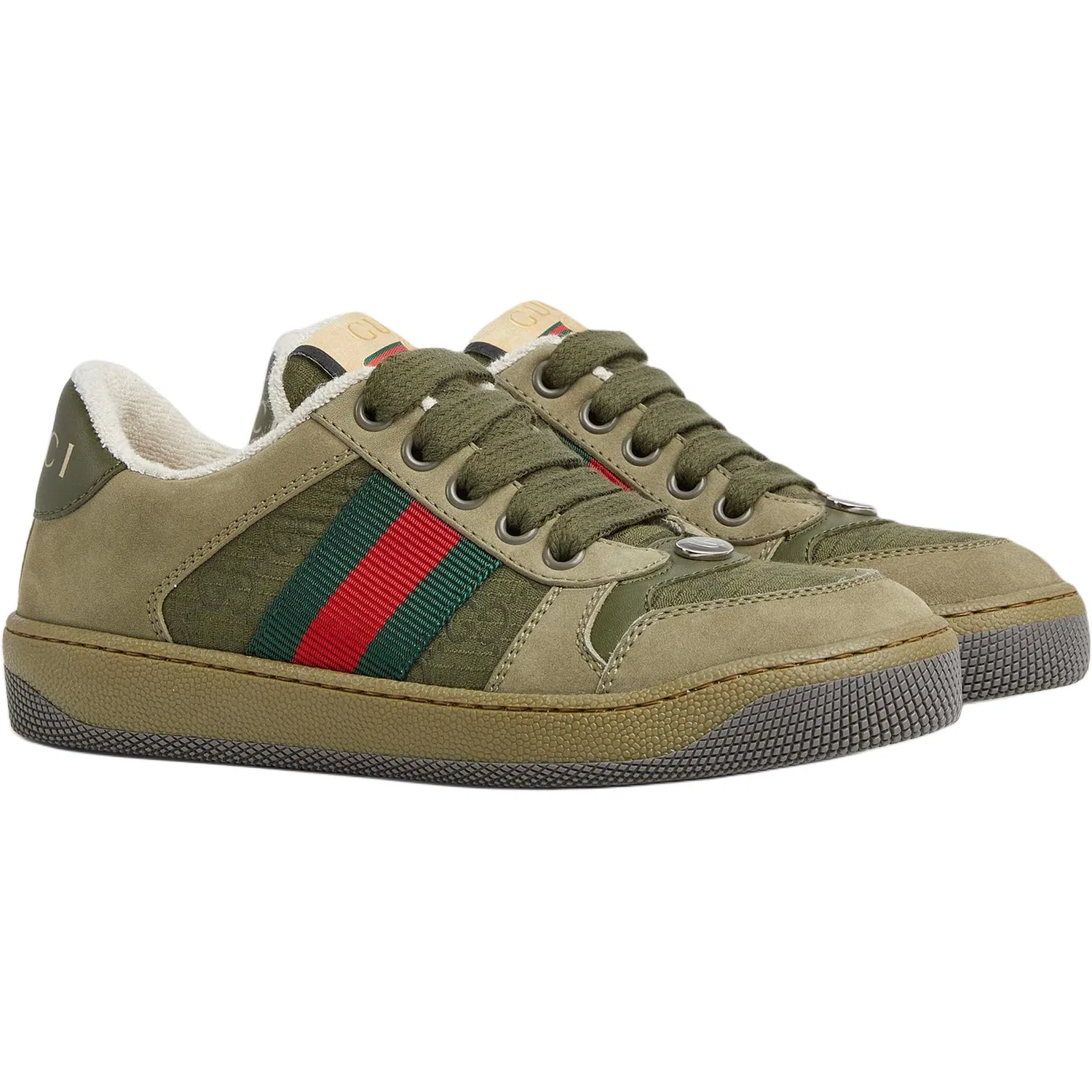 Детские кроссовки из замши с низким верхом GUCCI Screener, Green — фото 4