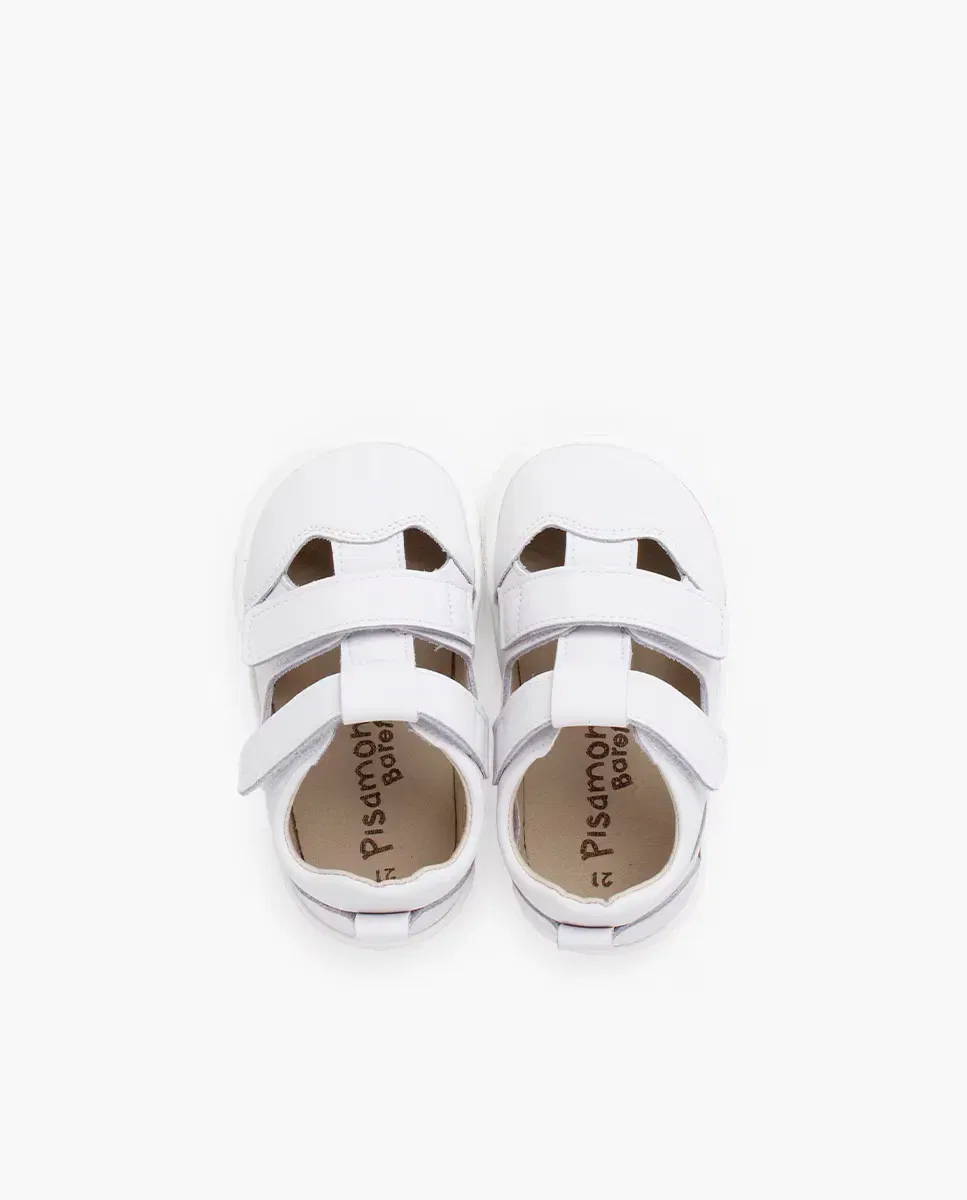 Детские сандалии для девочек с широкой колодкой Barefoot Pisamonas, Blanco — фото 4
