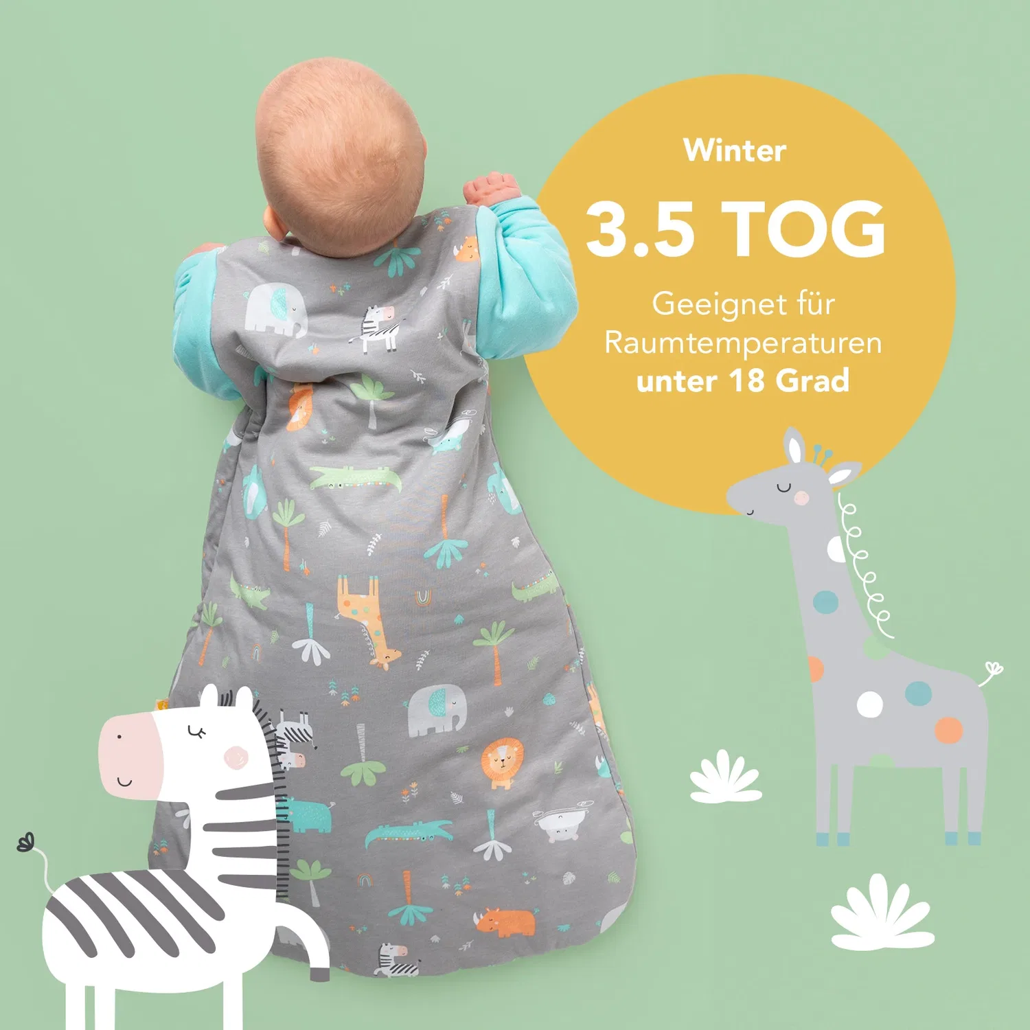 Спальный мешок для малышей 3.5 TOG Schlummersack, бирюзовый — фото 3