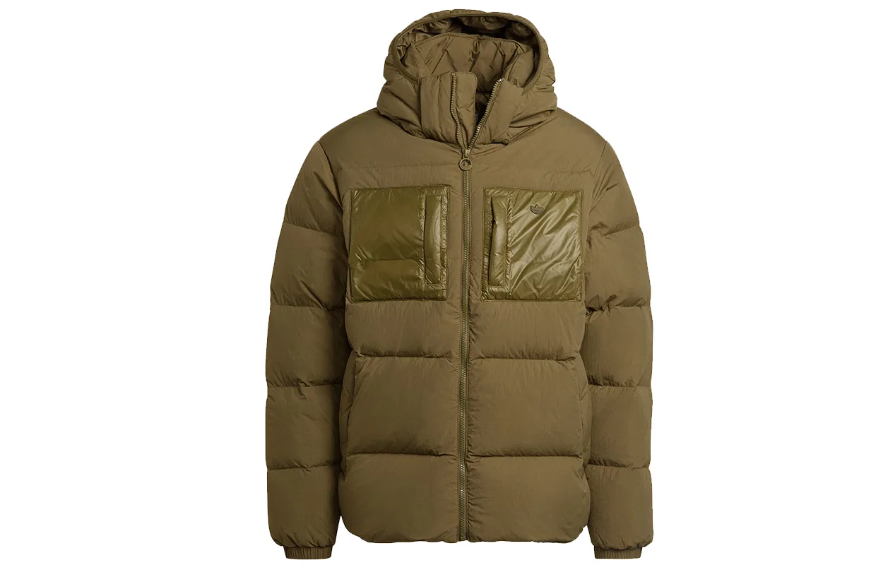 Мужское худи с капюшоном утепленное пуховик Adidas Originals, Olive