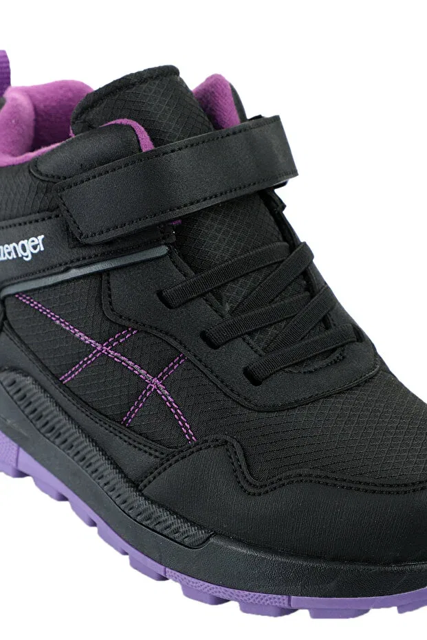 Детские ботинки для девочек на шнуровке Keti i Slazenger, Black / Purple — фото 4