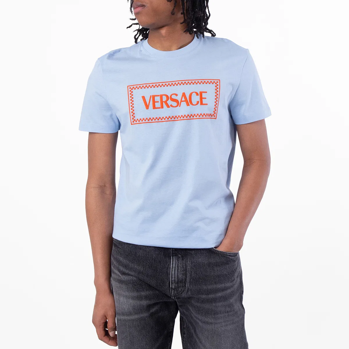 Футболка с вышитым логотипом Versace, Blue Hydrangea
