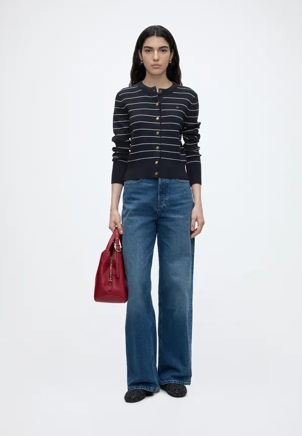 Кардиган из хлопка Knit cardigan Tommy Hilfiger, Fine Dark Night Navy, Ivory, темно-синий — фото 2