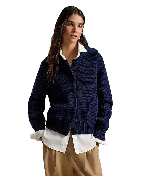 Женский кардиган с отложным воротником Ralph Lauren, темно-синий