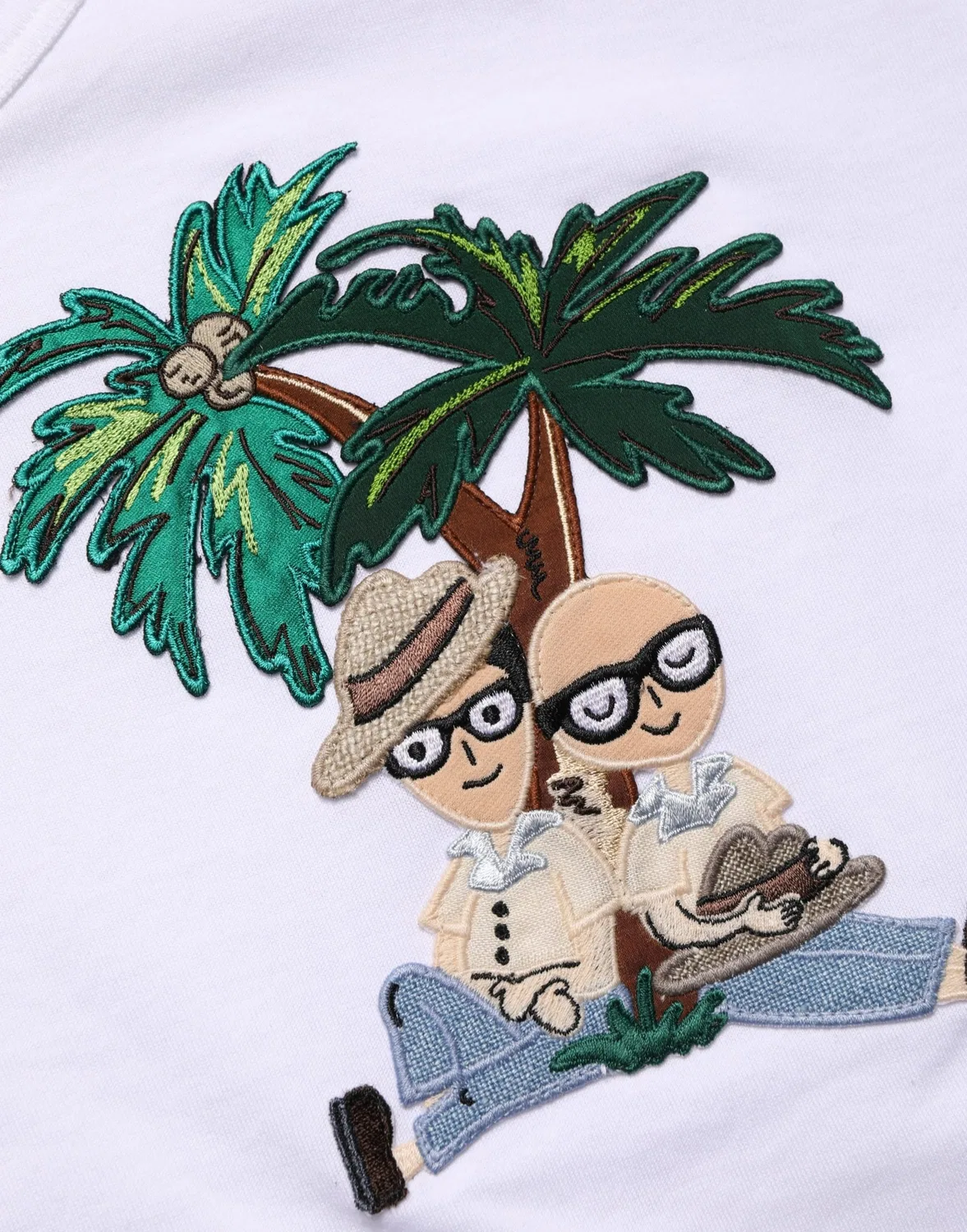 Мужская футболка с коротким рукавом и вышивкой White Palm Embroidered Dolce & Gabbana, White — фото 4