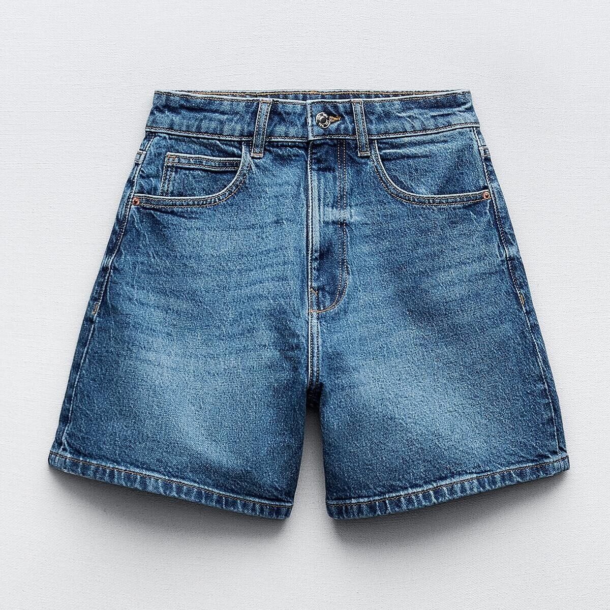 

Шорты Zara Z1975 Mom Fit, синий