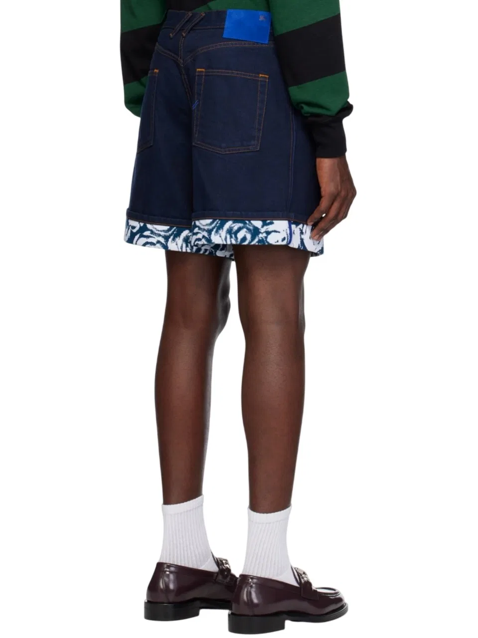 Шорты джинсовые с флокированным принтом Indigo Flocked Denim Shorts Burberry, Indigo Blue — фото 3