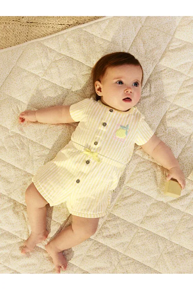 Детский комбинезон для девочек с длинным рукавом хлопковый Next Baby, Sarı — фото 2