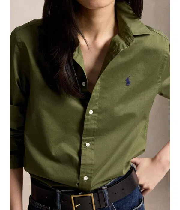 Женская рубашка свободного кроя Polo Ralph Lauren, Verde Oliva — фото 4