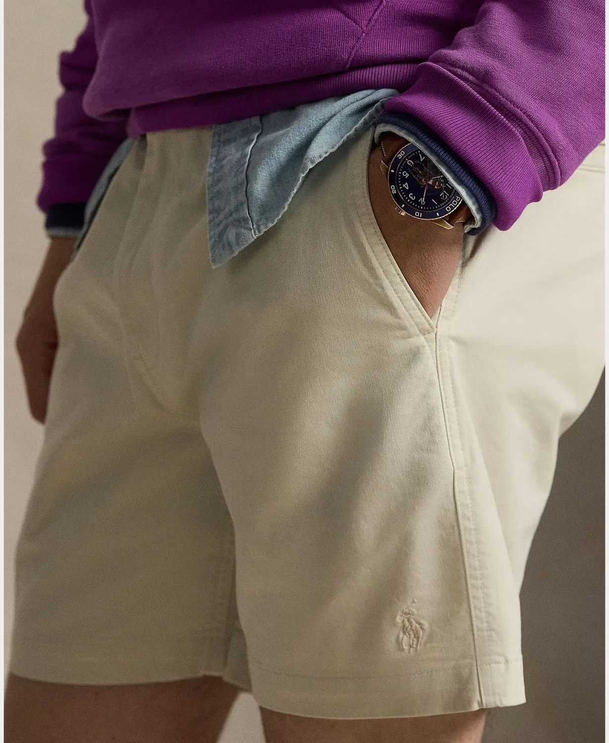 Мужские шорты из хлопка с эластаном Prepster Polo Ralph Lauren, Piedra — фото 4