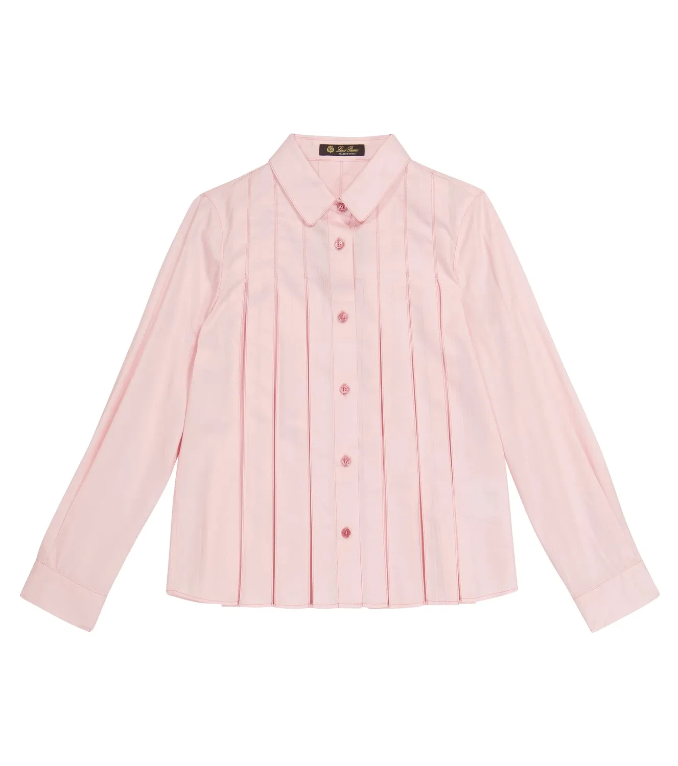 Блузка плиссированная с длинным рукавом Ambre Loro Piana Kids, розовый