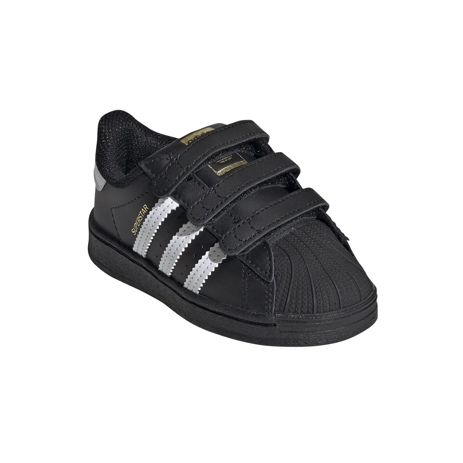 Детские кроссовки для мальчиков с липучками Superstar Cloudfoam Adidas Originals, Black White Black — фото 2