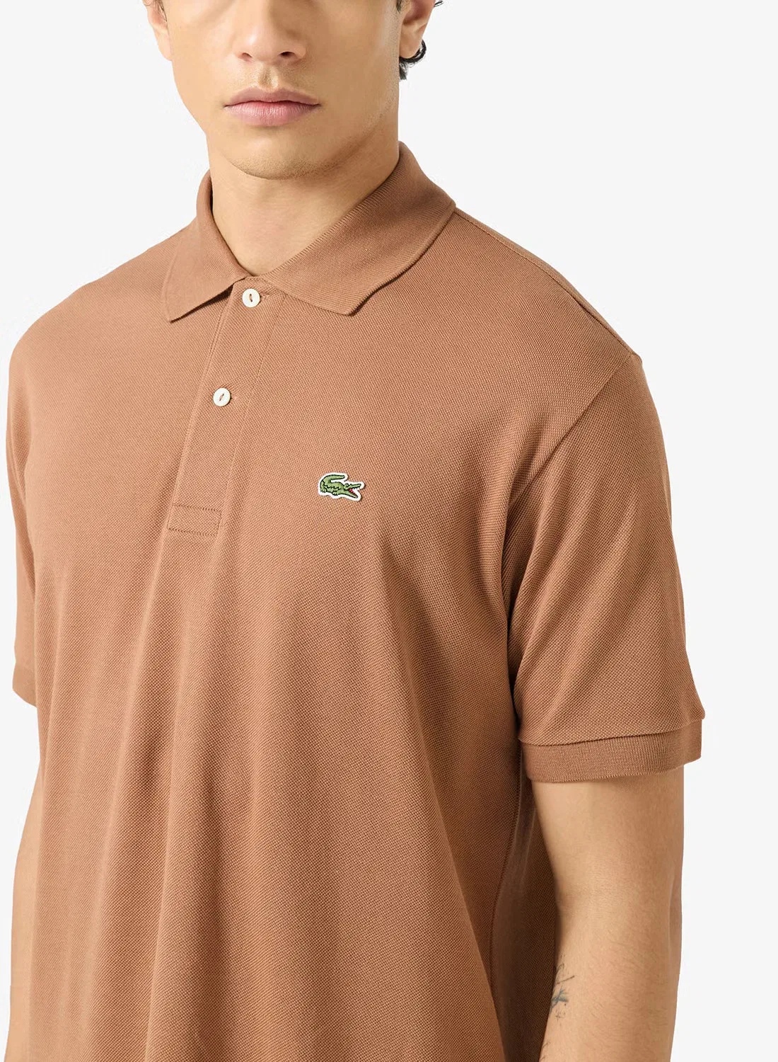 Поло классического кроя Lacoste, коричневый — фото 3