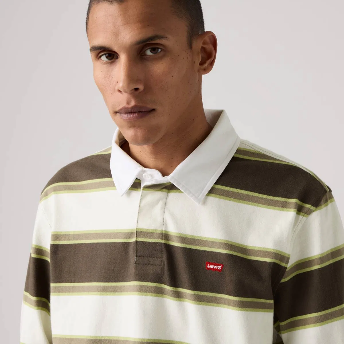 Классическая регбийная рубашка с длинными рукавами Levi's, Branco Stripe Egret - Multi-Color — фото 2
