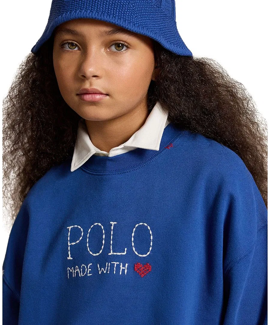Свитшот с вышивкой Logo Fleece Polo Ralph Lauren, Dusty Azure — фото 3