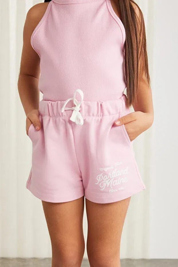 Детские шорты для девочек с принтом Lainey-Grm24041 Grimelange, Pink — фото 2