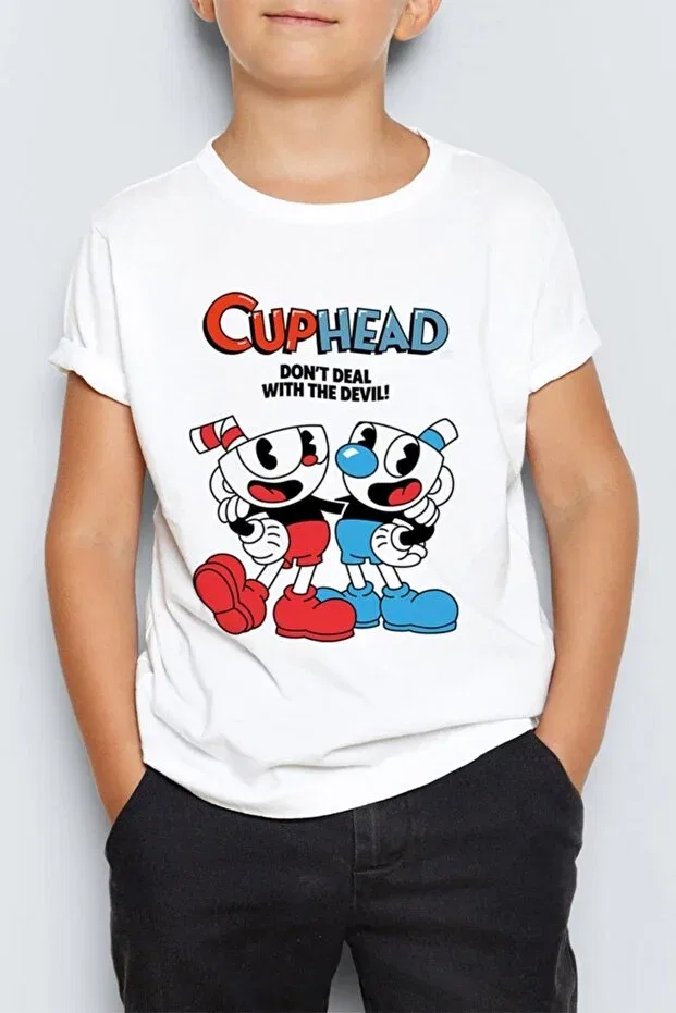 Детская футболка с принтом Cuphead kids t-shirt mr-02 Morinna Im, White